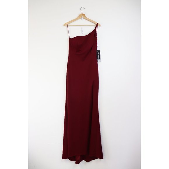 NWT La Femme 28176 One Shoulder Thigh Slit Dress 6 - Picture 3 of 8